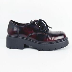 Vtg American Eagle Oxfords Womens 7 Burgundy Chunky Platform Y2K 90s Whimsigoth